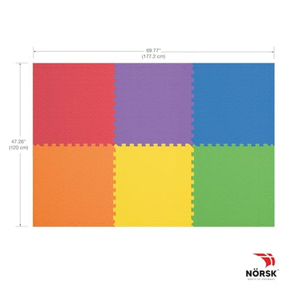 Dual-Sided Reversible 1/2" Foam Exercise Mats for Home Gym - Interlocking EVA Foam Tiles - color: Rainbow Pack/Black, size: 6 Tiles - 24 Sq. Ft.