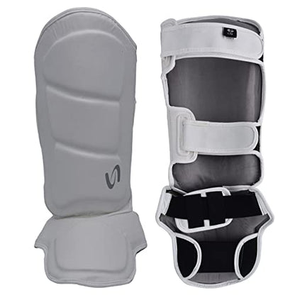 Strike Shin Instep - Boxing MMA Muay Thai Karate Training Protection - color: White, size: Small-Medium