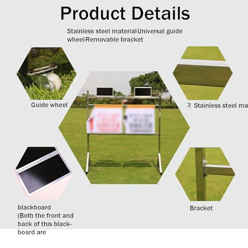 Scoring Board (124× 115 Cm), Triangular Bracket, Flip Easily/Water Proof, 360° Smooth Double Row Guide Wheel+ Easy to Store, Removable, for Shuffleboard, Baseball, Softball,A