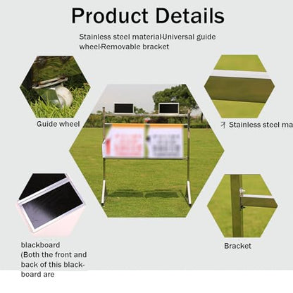 Scoring Board (124× 115 Cm), Triangular Bracket, Flip Easily/Water Proof, 360° Smooth Double Row Guide Wheel+ Easy to Store, Removable, for Shuffleboard, Baseball, Softball,A
