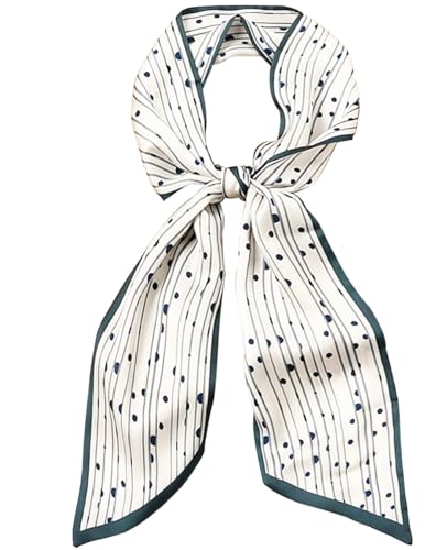 Hioyiwse Head Scarf Hair Neck Scarves For Women Purse Bag Scarfs For Handbags Silky Long Thin Satin Headscarf Fashion - color: B19-line Dot