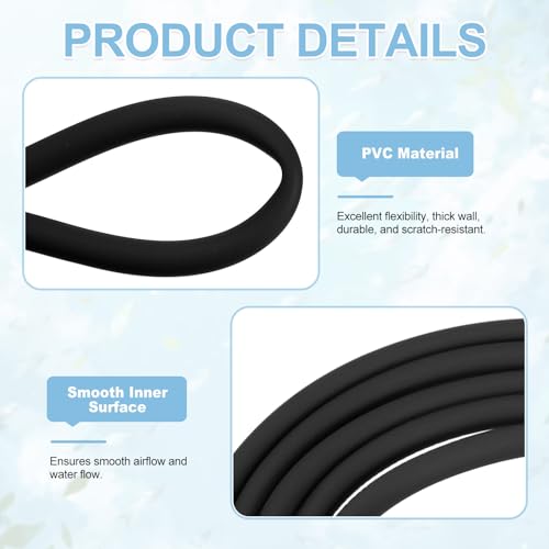 Aquarium Airline Tubing, 5/32"(4mm) ID x 1/4"(6mm) OD 4.9ft PVC Flexible Tube, (2Pcs, Black), Intended for Fish Tank Air Pump/Aquarium/Garden/Terrarium Pond - color: Black