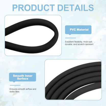 Aquarium Airline Tubing, 5/32"(4mm) ID x 1/4"(6mm) OD 4.9ft PVC Flexible Tube, (2Pcs, Black), Intended for Fish Tank Air Pump/Aquarium/Garden/Terrarium Pond - color: Black