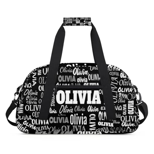 Custom Sports Bag Gym Bag for Boys Teens, Personalized Travel Bag Overnight Small Duffel Bag Gymnastics Swimming Sleepover Overnight Sports Bag, Solid Black - color: Color16