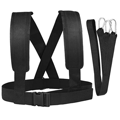 Sled Harness Tire Pulling Harness with Adjustable Belt, Training Speed Harness, Weight Bearing Shoulder Strap, Reinforced Lock and D Ring, Pull up to 1.5 T for Fitness