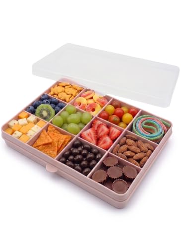 melii Snackle Box |12-Compartment Snack Container with Removable Dividers, BPA-Free Food Storage for Travel, School & On-the-Go Snacks, Kids & Family Organizer (Pink) - color: Pink