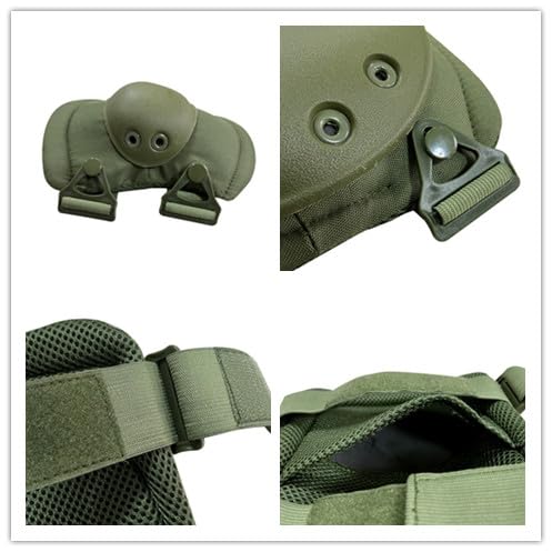 Military Tactical Knee Pad Elbow Pad Set Airsoft Knee Elbow Protective Pads Combat Paintball Skate Outdoor Sports Safety Guard Gear (Green-Set of 4, M-for Adult) - style: Green, Set of 4