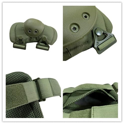 Military Tactical Knee Pad Elbow Pad Set Airsoft Knee Elbow Protective Pads Combat Paintball Skate Outdoor Sports Safety Guard Gear (Green-Set of 4, M-for Adult) - style: Green, Set of 4