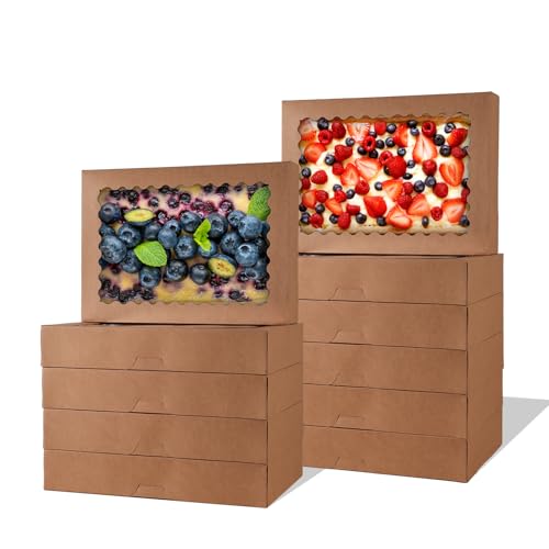 Cookie Boxes,9x6x2.5 Inch Large Bakery Boxes with Window for Pies Chocolate Strawberries Muffins Donuts Pastry Dessert Christmas (Brown, 9 * 6 * 2.5inch/36pcs) - color: Brown, size: 9*6*2.5inch/36pcs