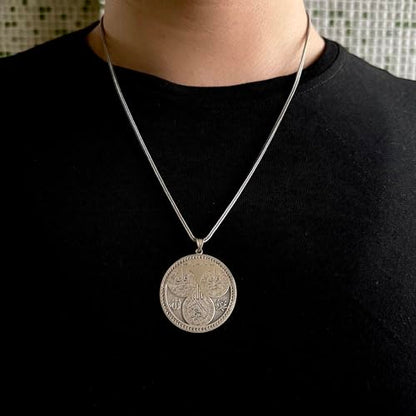 925 Sterling Silver Ayat ul Kursi, Surah An-Nas & Falaq Islamic Men's Necklace - size: 55 cm