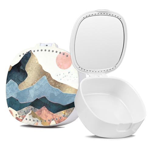 Retainer and Mouth Guard Case With Mirror and Ventilation Holes - Orthodontic Aligner, Denture, Night Guard - Setting Sun - color: Setting Sun