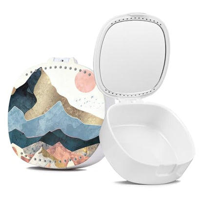 Retainer and Mouth Guard Case With Mirror and Ventilation Holes - Orthodontic Aligner, Denture, Night Guard - Setting Sun - color: Setting Sun