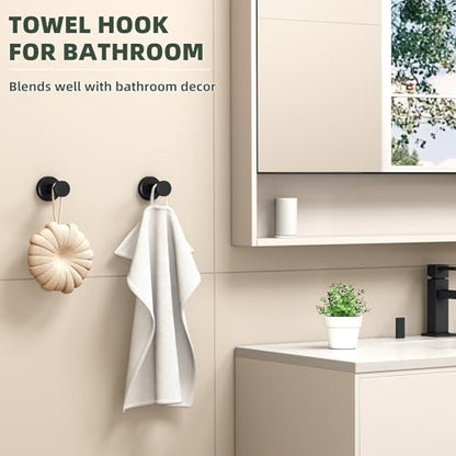 APLusee Matte Black Robe Towel Hook for Bathroom, 2 Pack Stainless Steel Coat Hooks, Heavy Duty Wall Hangers Wall Mounted - color: Matte Black, size: 2 Pack