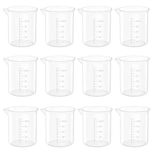 12 Pcs 17 Oz Transparent Experiment Measuring Cup | 500ml Plastic Beaker for Science Experiment, Measuring - size: 500ml (17oz) - Pack of 12