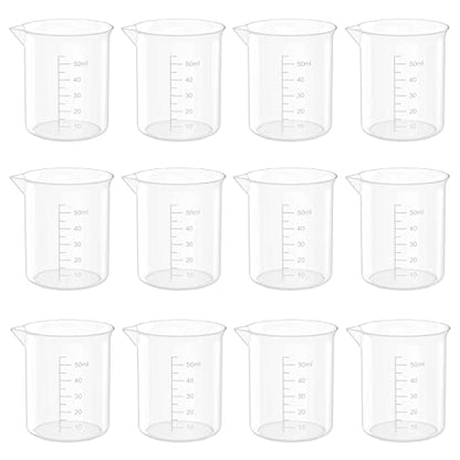 12 Pcs 17 Oz Transparent Experiment Measuring Cup | 500ml Plastic Beaker for Science Experiment, Measuring - size: 500ml (17oz) - Pack of 12