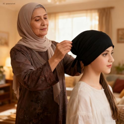 ® Soft Satin Turban Hat Inner Hijab Caps Underscarf Bonnet Hat Headwear for Cancer&Sleep - color: 2white+2black