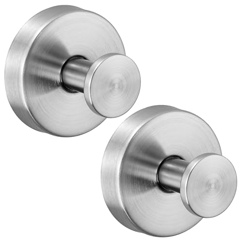 Suction Cup Hooks for Shower,Stainless Steel Towels Hook No Drill | Vacuum-Lock Mount, Removable and Reusable for Glass, Tile, Metal and Smooth Non-Porous Surfaces(2 Pack, Brushed Nickel) - color: Brushed Nickel