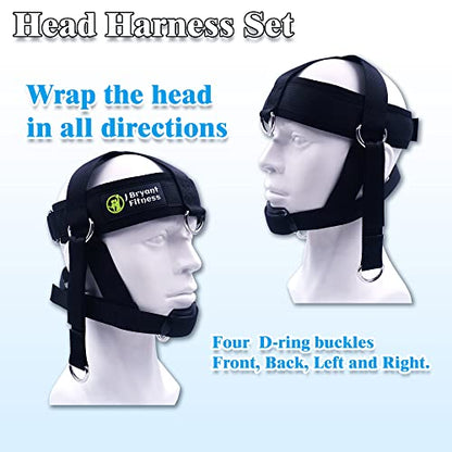 J Bryant Neck Harness Head - Weight Lifting with Resistance Tube Bands - Door Anchor Set Adjustable Neck Training Strap Exercise Equipment - color: Black-L(23"-25")