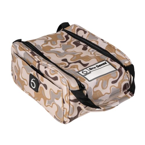 6th Sense – Bait Bag – Soft Plastic Storage Bag – Holds 15 to 20 Packs – Tackle Organizer – Clear Label Window - color: Willis Camo - Brown