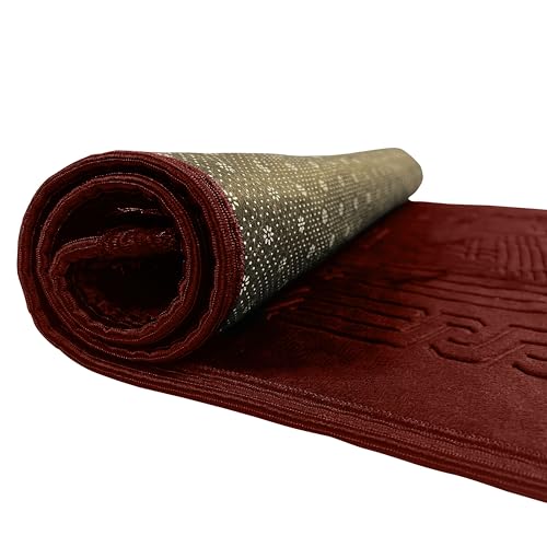 Empire Home Islamic Prayer Rug Oversized Soft Thick Plush Musalla Mat - for Men Women Childred - سجادة صلاة (Rust) - color: Rust