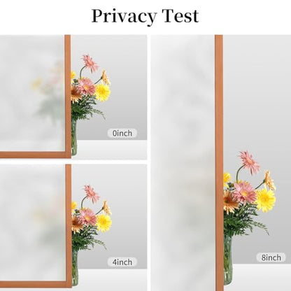 Frosted Glass Window Privacy Film Decorative, Static Cling Bathroom Window Frosting Film Day and Night Windows Cling Home Glass Door Cover, 17.5 inch x 78.7 inch | Static Cling Window Frosted Film,Day and Night Privacy Windows Cover for Glass Door,Garage,