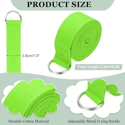 Yoga Strap for Stretching, Athletic Stretch Band with Adjustable Metal D Ring Buckle Yoga Bands - color: Green, size: 10.5ft