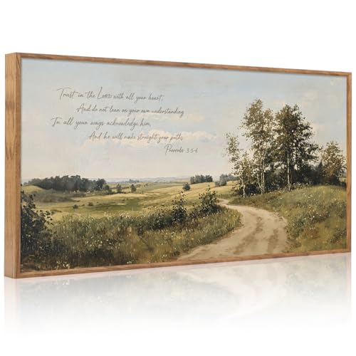 CHDITB Proverbs 3:5-6 Trust In The Lord Framed Canvas Wall Art 40x20 Inch - color: Provervs 3:5-6 Trust in the Lord with All Your Heart, size: 40"L x 20"W