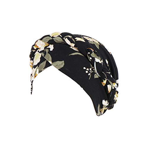 Cancer Chemo Beanies Bandana Headwrap Cap Satin Bonnet Head Scarf Hijab Braid Silky Turban Hats for Women - color: Black Floral