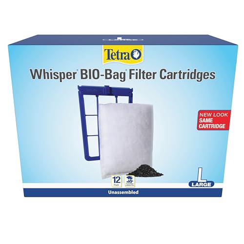 Tetra Whisper Bio-Bag Large Filter Cartridges for Aquariums, 12 Count | Unassembled, Fits Tetra Whisper Fish Tank Filters 10-30 Gal, 20-40 Gal, PF-20, 30, 40, 60, IQ 20, 30, 45, 60, Replace Monthly - size: 12 Count, style: Standard