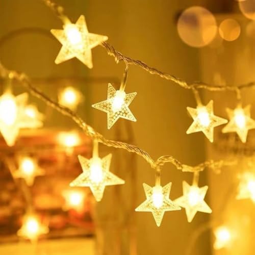 Star String Lights 10Ft 20 LED Fairy Lights Battery Operated Indoor Outdoor Twinkle Christmas Lights for Bedroom Party Wedding Xmas Tree Decoration (Warm White)