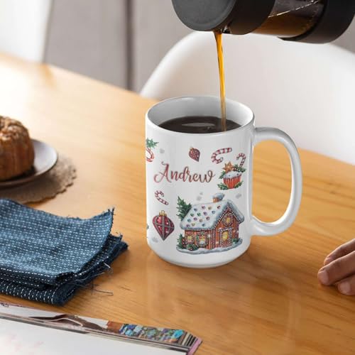 Custom Name Coffee Mug 11oz 15oz, Personalized Sparkling Gingerbread House Ceramic Mug, Festive Full Wrap Mug, Customized Christmas White Cup, Winter Mug For kids, Gingerbread Mug - color: XUA-1124-3652-Christmas Mug