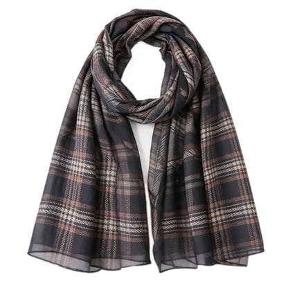 Hijab Scarf for Women Fashion Printed Modal Hijab Head Wrap Scarves Lightweight Long Scarf Shawls - color: Checkered