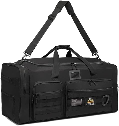 135L Large Duffle Bag, Heavy Duty Duffle Bag for Travel, Extra Large Sports Gym Equipment Bag for Soccer Baseball Basketball Hockey Football, Black - color: Black