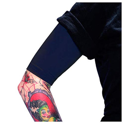 Tat2X Ink Armor Premium Half Arm Tattoo Cover Up Sleeve - No Slip Gripper - U.S. Made - color: Dark Navy, size: X-Small/Small (Pack of 1)