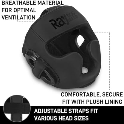 Boxing Headgear for Men Women – Professional Lightweight Open Face Head Guard, Breathable Protection, Secure Fit for MMA Muay Thai Kickboxing Sparring Training - color: Black+White
