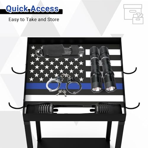 Neoaider Police Gear Rack, Police Hanger with Hooks | Tactical Duty Gear Rack Decor with Thin Blue Line Flag, Black Body Armor Stand for Police Gift - size: Police Gear Stand