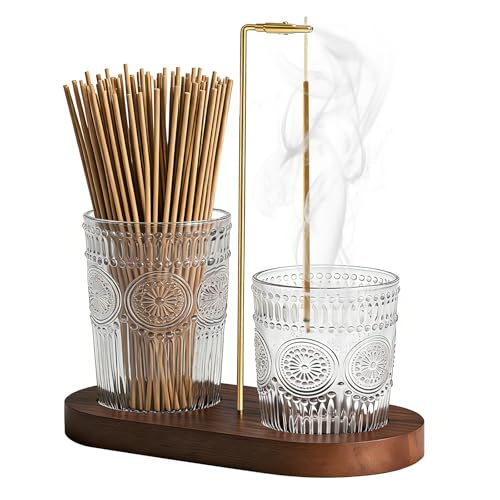 2 in 1 Incense Holder for Sticks, Vintage Glass Incense Burner