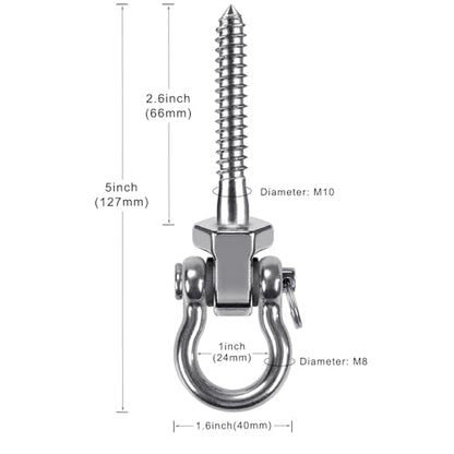 BeneLabel Heavy Duty Swing Hangers with Bearings - Set of 2 Stainless Steel 304 Screw Brackets for Hanging Chairs, Swings, Hammocks, Punching Bag - Indoor & Outdoor Use - 1500LB Capacity - color: 2 pack - 2.6"