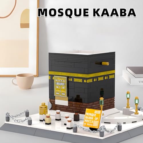 CAXIMSY Islamic Mosque Kaaba Architectural Model Building Block Sets Muslim Bricks Toy Hajj Kit Eid Gifts for Adult 446 Pieces - style: Mosque Kaaba Model