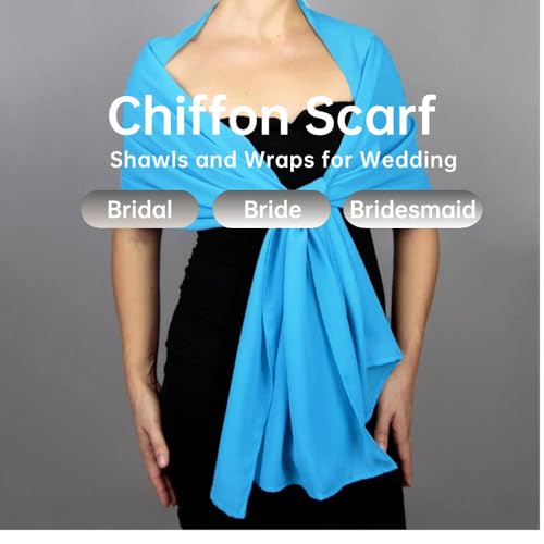 Harewom Chiffon Hijab for Women Sheer Shawl and Wraps for Wedding Bridal Scarves Summer Lightweight Sun-proof Scarf - color: Sky Blue Chiffon Hijab Shawls Scarves