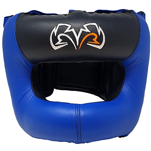 RIVAL Boxing RHGFS3 Face-Saver Sparring Headgear - Wide Eye Opening, Premium Leather, and Thermoplastic Inner Frame - color: Blue, size: Small-Medium