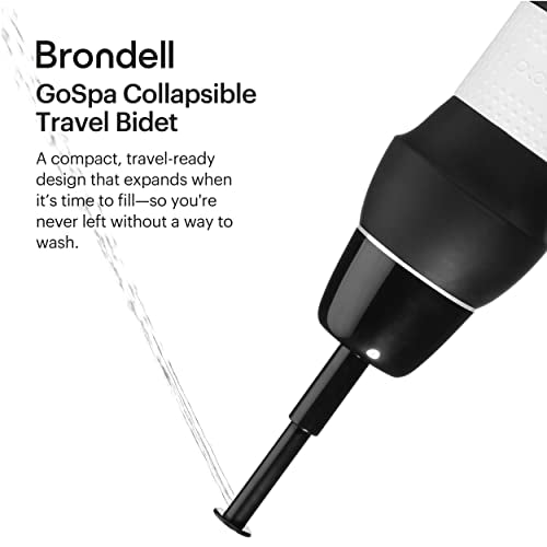 Brondell Bidet GoSpa Collapsible Travel Bidet, Compact and Discreet, with Travel Bag, 500ml, in Black - color: Black
