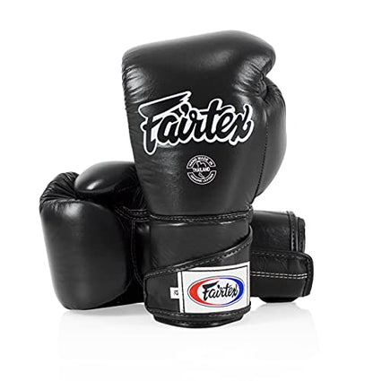 Fairtex BGV6 Angular Boxing Gloves, Locked Thumb Muay Thai MMA Kickboxing | Premium synthetic body with triple-layer foam padding. Joint protection and firm wrist support safeguard hands on heavy bags - color: Black, size: 12oz