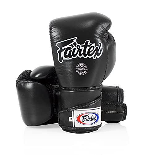 Fairtex BGV6 Angular Boxing Gloves, Locked Thumb Muay Thai MMA Kickboxing | Premium synthetic body with triple-layer foam padding. Joint protection and firm wrist support safeguard hands on heavy bags - color: Black, size: 14oz