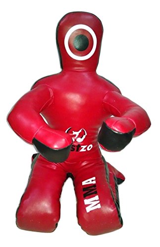 Bestzo MMA Jiu Jitsu Judo Grappling Dummy Synthetic Leather Red Sitting Position -Unfilled - size: 59 inches (5 ft)