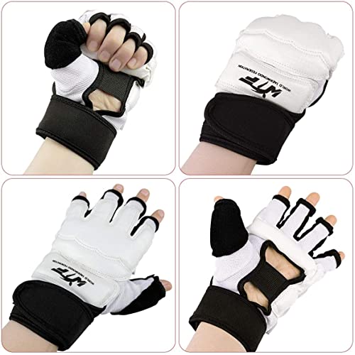 Punch Bag Training Gloves, LangRay MMA Grappling Gloves for Sparring Martial Arts Boxing Training for Adults and Kids - size: Medium, style: Taekwondo White