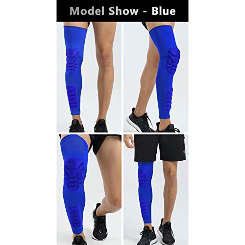 Padded Knee Compression Sleeves Long Leg Sleeve Calf Protection for Basketball, Football, Volleyball, Soccer Knee Pads Shin Brace Soft Protective Gear Calf Support for Youth Adult, 1 Pair