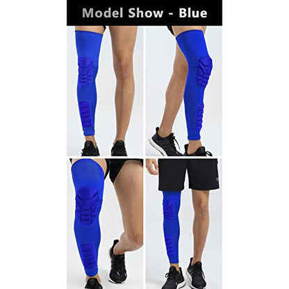 Padded Knee Compression Sleeves Long Leg Sleeve Calf Protection for Basketball, Football, Volleyball, Soccer Knee Pads Shin Brace Soft Protective Gear Calf Support for Youth Adult, 1 Pair