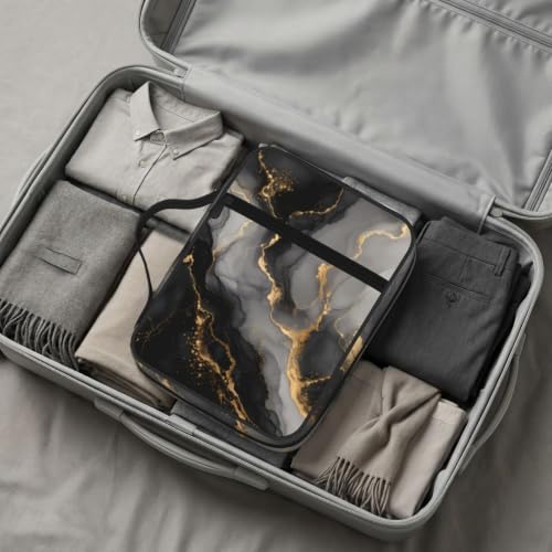 Black Marble Pattern Bible Cover Case with Handle and Zippered Pocket - color: Black Marble Pattern