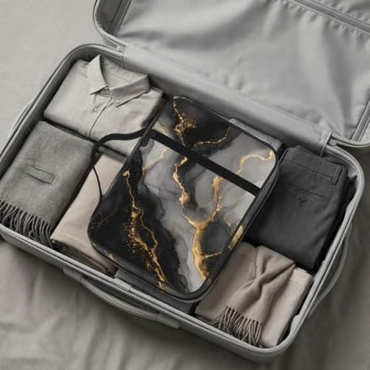 Black Marble Pattern Bible Cover Case with Handle and Zippered Pocket - color: Black Marble Pattern